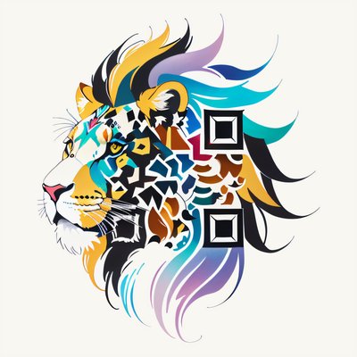 Geometric Lion Head Tattoo QR Code for Temporary Tattoos