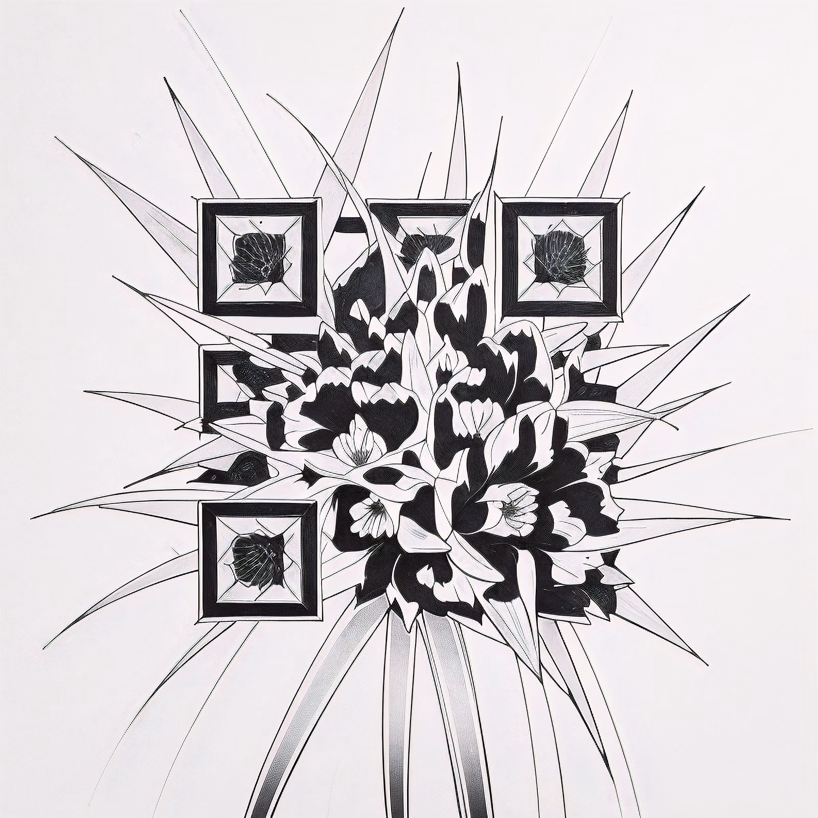 Spiky Cactus Bloom Ink Tattoo QR Code for Temporary Tattoos — image 1