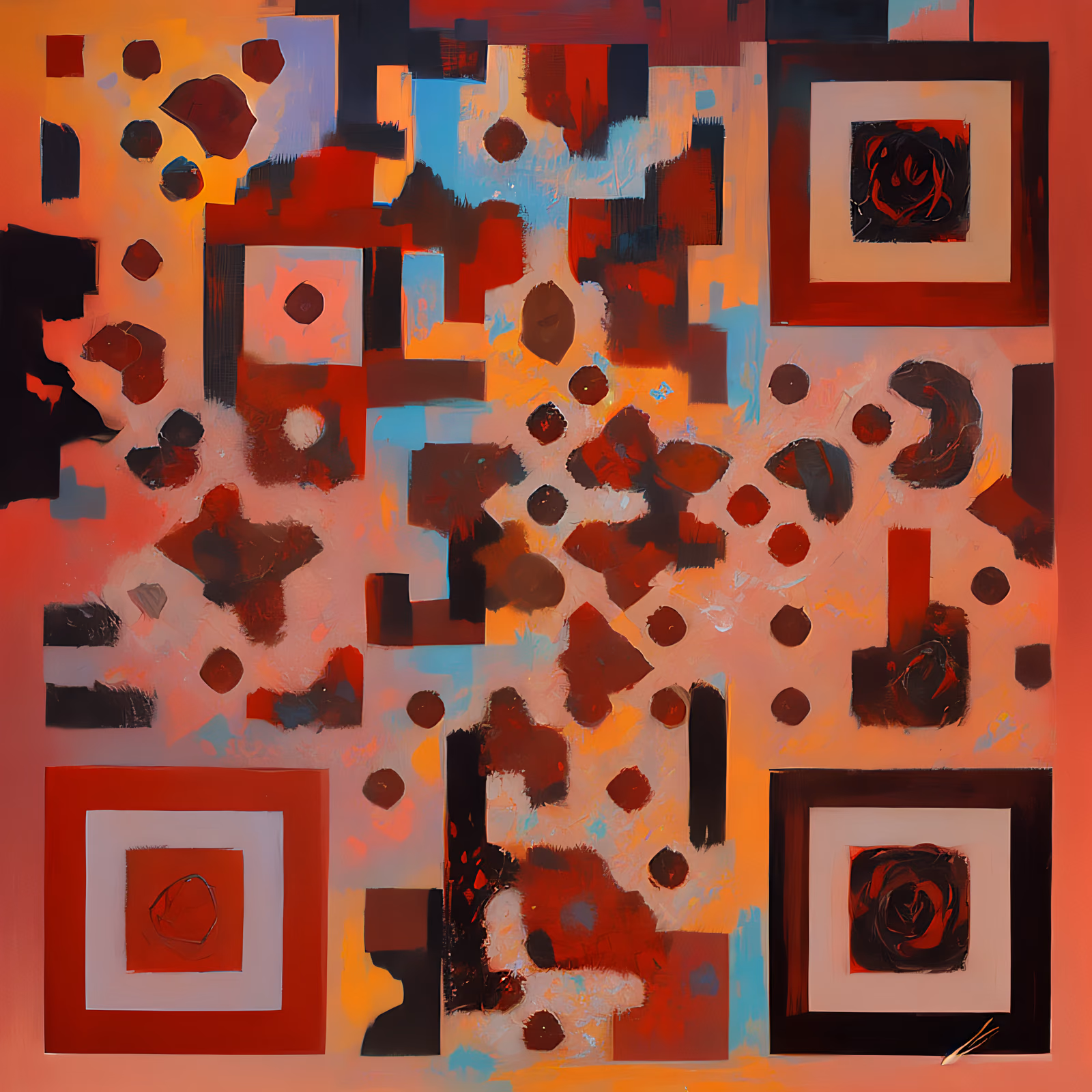 Red Black Abstract Painting QR Code Art — image 1
