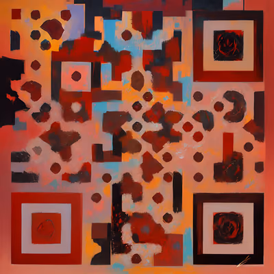Red Black Abstract Painting QR Code Art — image 1