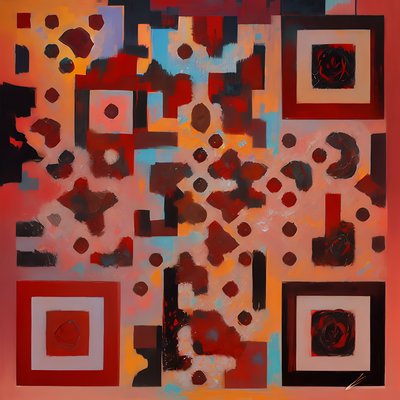 Red Black Abstract Painting QR Code Art
