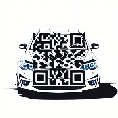Black and White Car Tattoo QR Code for Stickers