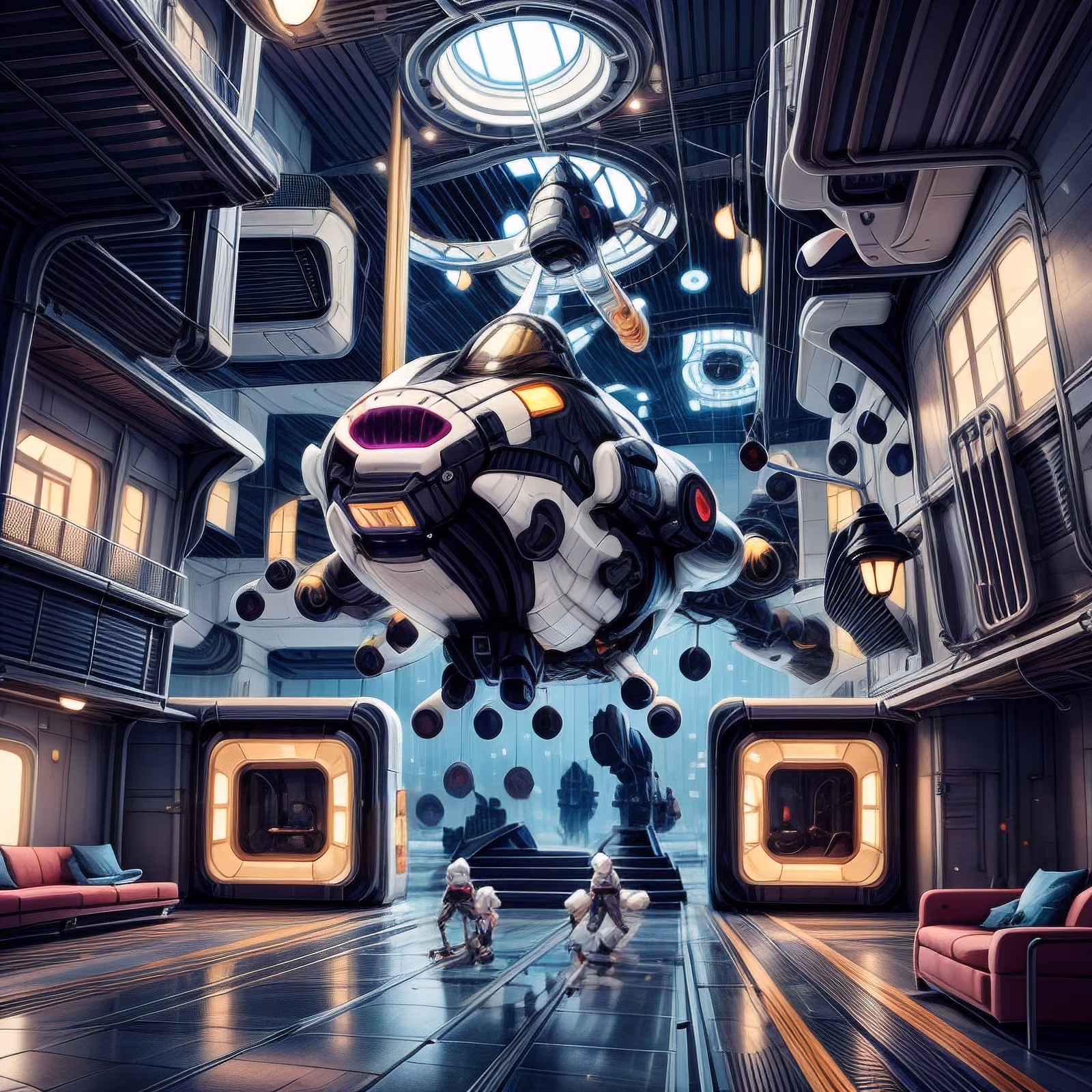 Spaceship Hangar Sci-Fi Digital Painting QR Code for Posters — image 1