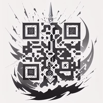 符文雕刻武器墨迹纹身二维码设计,适用于临时纹身 — 图片 1