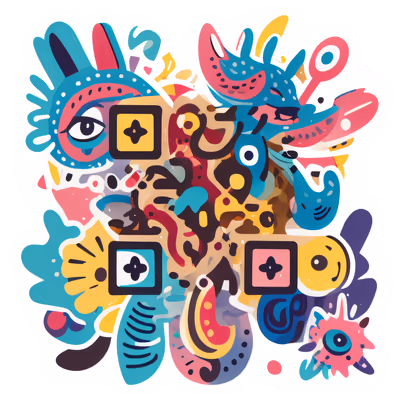Abstract Cute Creatures Vector QR Code for Stickers — image 1