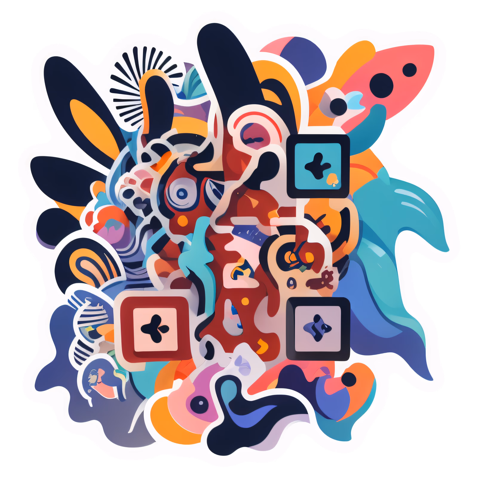 Abstract Colorful Vector Shapes QR Code for Stickers — image 1