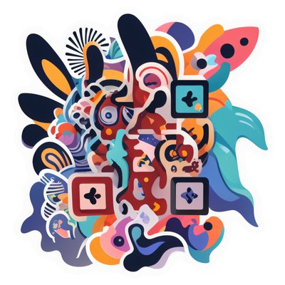 Abstract Colorful Vector Shapes QR Code for Stickers
