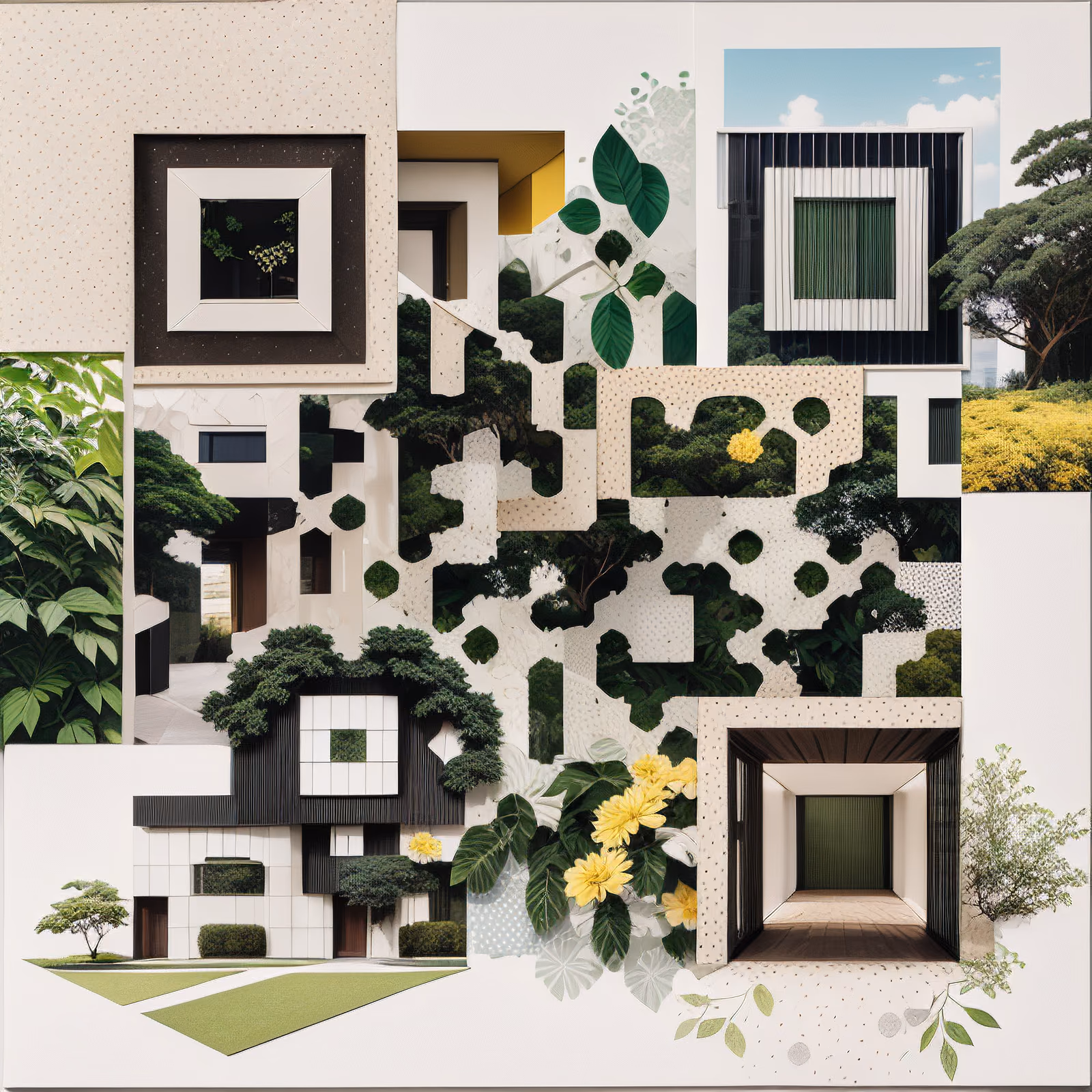 Leafy Architecture Paper Collage QR Code Art — image 1