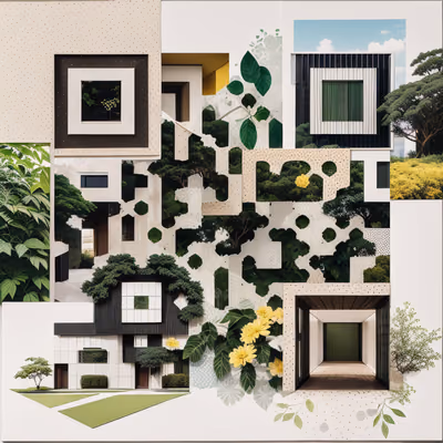 Leafy Architecture Paper Collage QR Code Art — image 1