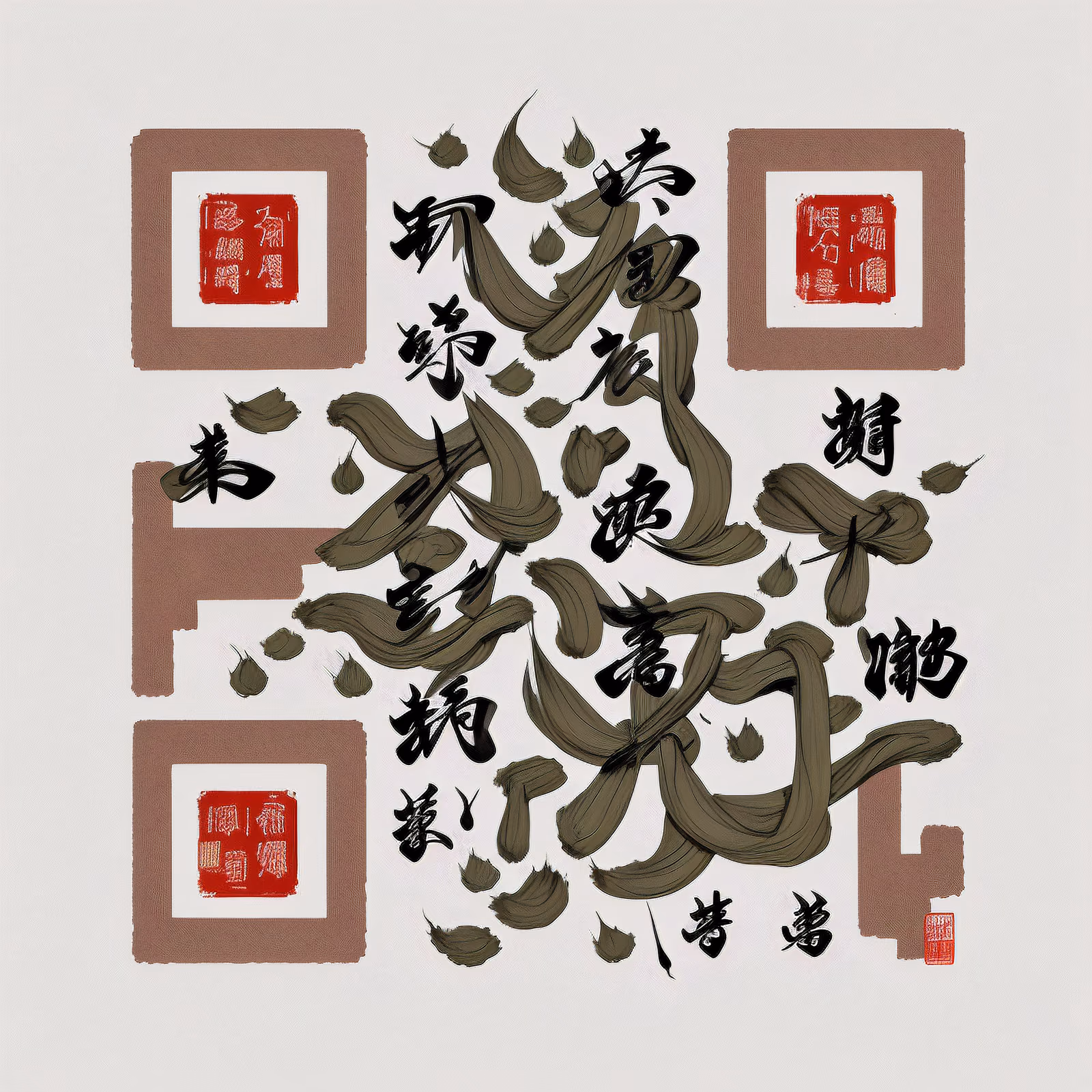 Chinese Brush Calligraphy Emblem QR Code Art — image 1