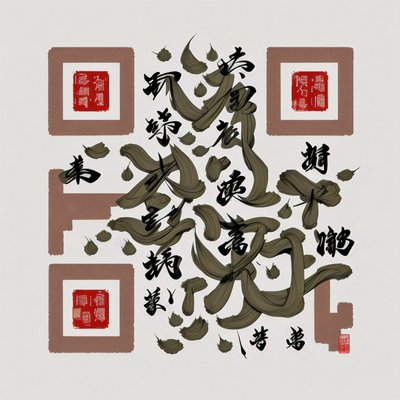Chinese Brush Calligraphy Emblem QR Code Art