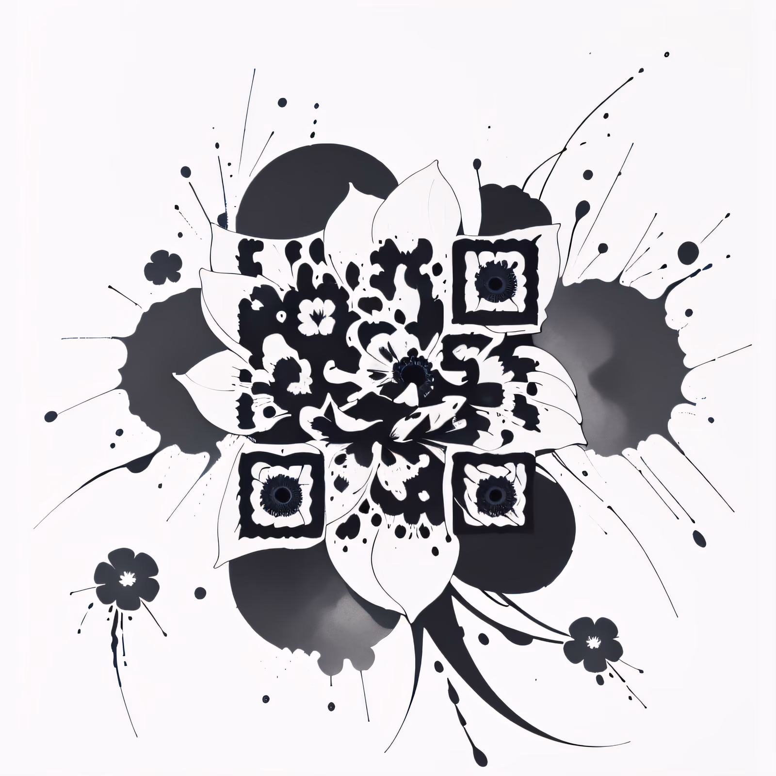 Анемон и брызги туши: QR-код для временных татуировок — изображение 1
