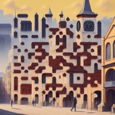European Clock Tower Cityscape QR Code Art