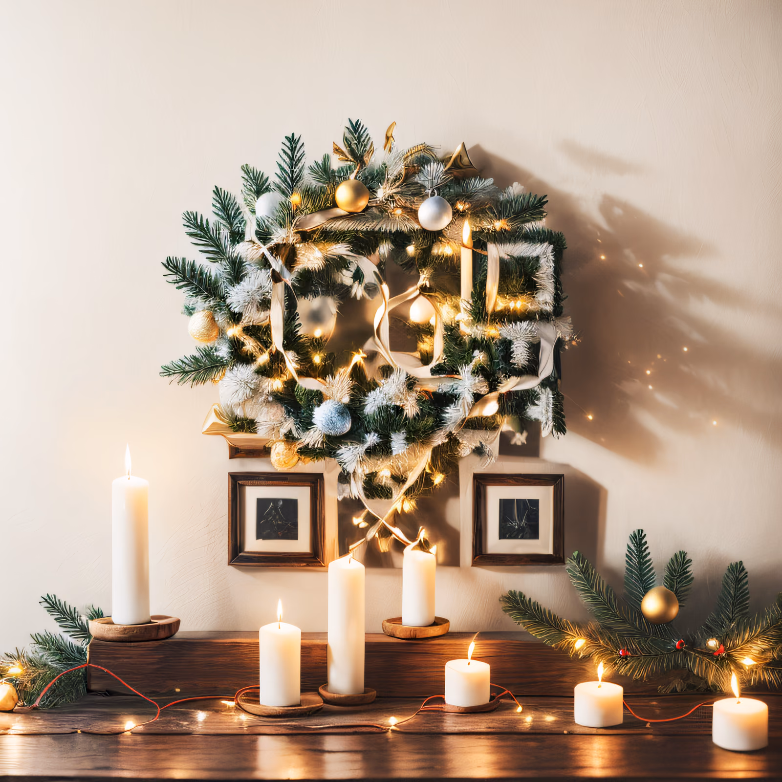 Christmas Wreath and Candles Photo QR Code for Greeting Cards — image 1