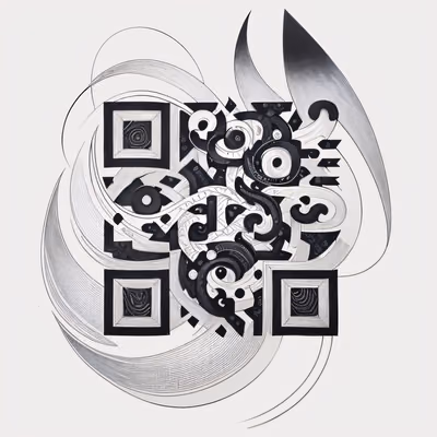 Tribal Spiral Wave Tattoo QR Code for Temporary Tattoos — image 1