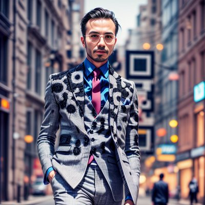 Stylish Man in Suit Photorealistic QR Code for Posters