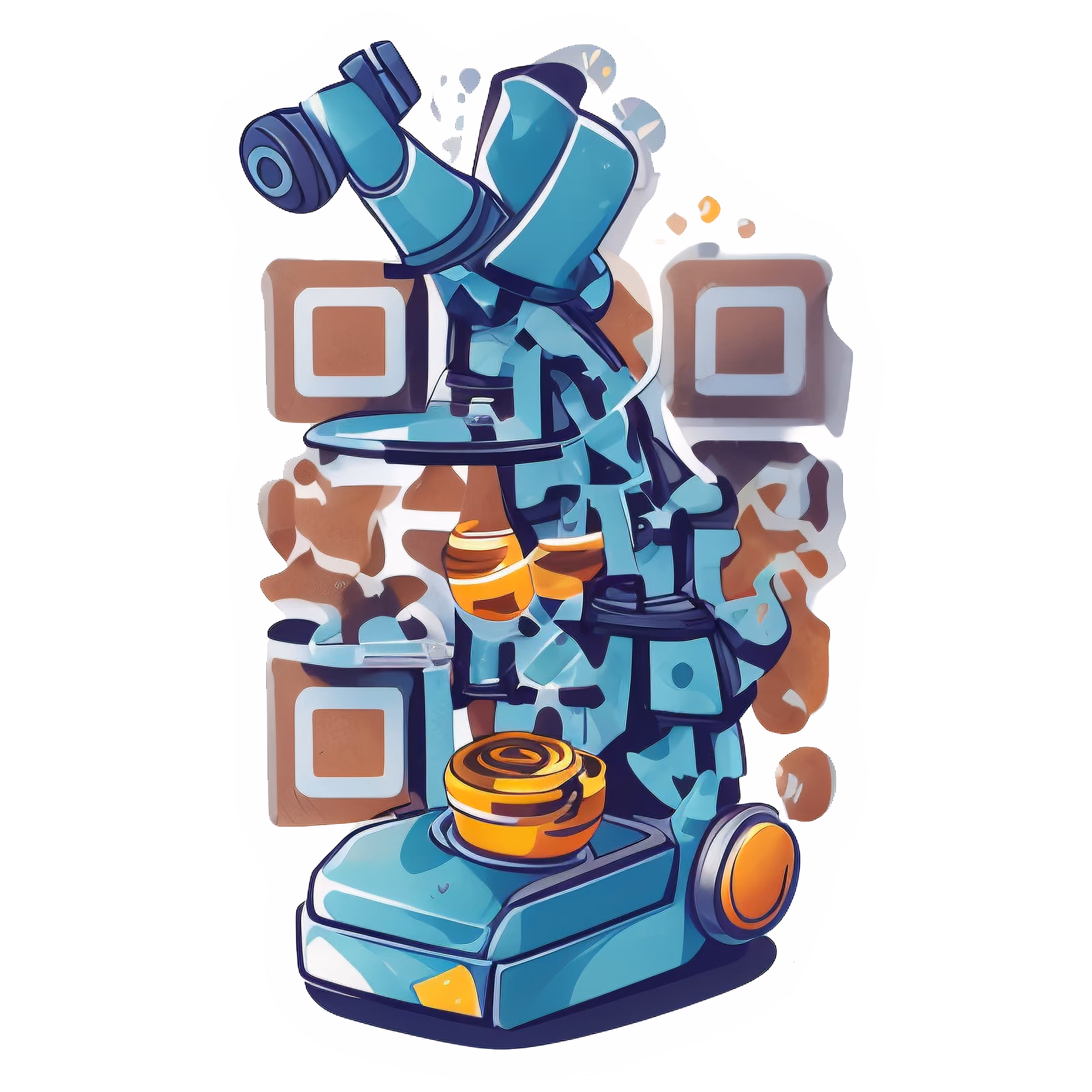Teal Microscope Vector Sticker QR Code for Stickers — image 1