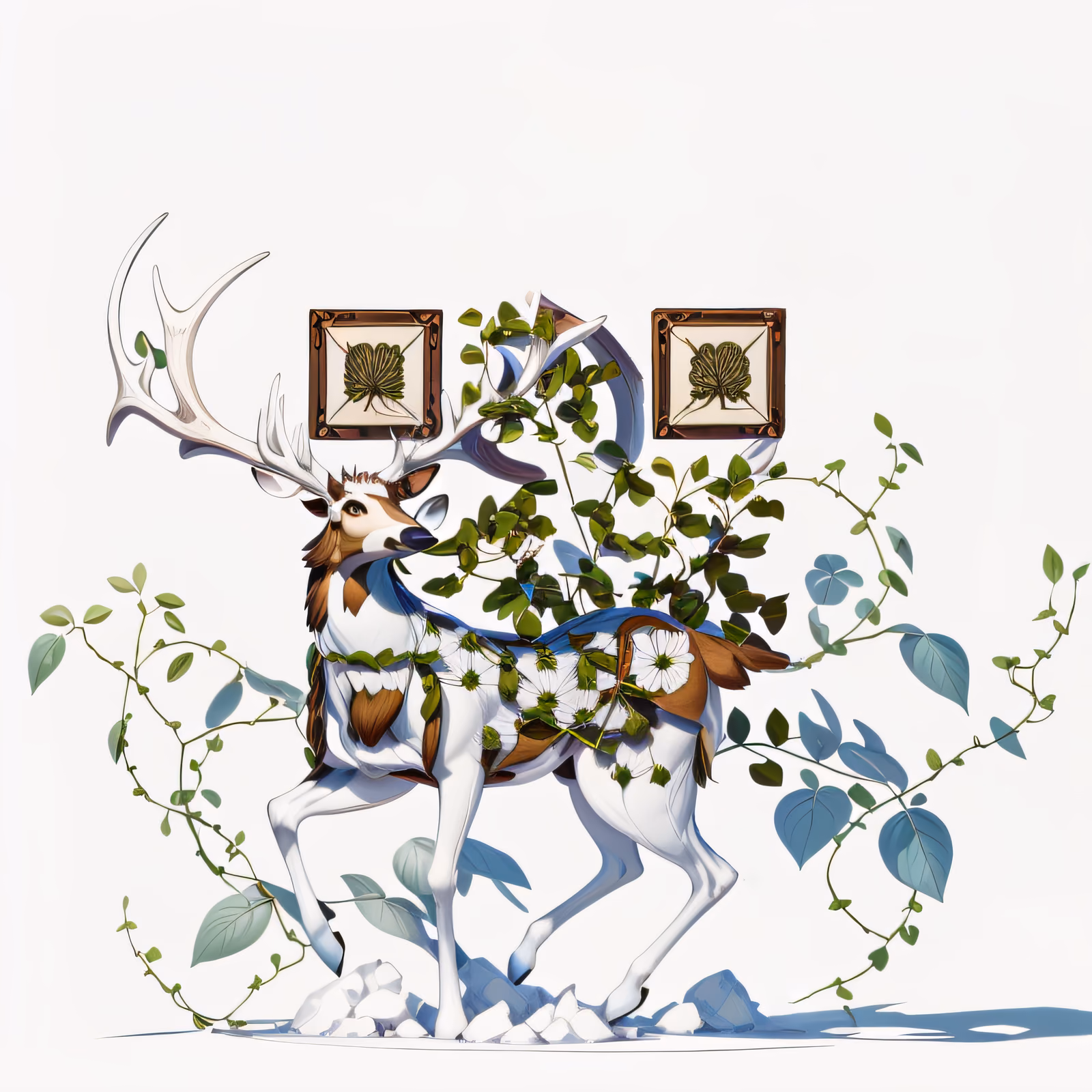 Vine Wrapped Stag 3D QR Code for Posters — image 1