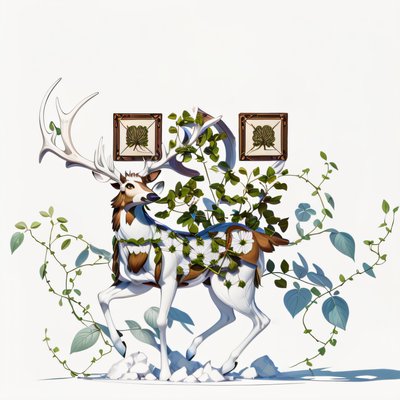 Vine Wrapped Stag 3D QR Code for Posters