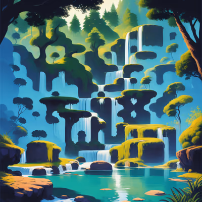 Forest Waterfall Vector Style QR Code for Posters — image 1