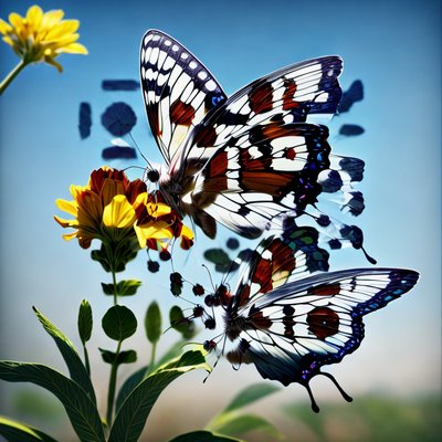 Butterfly and Flower Photorealistic QR Code Art