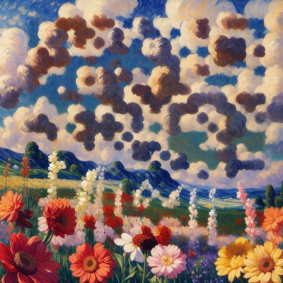Flower Meadow Impressionist QR Code Art