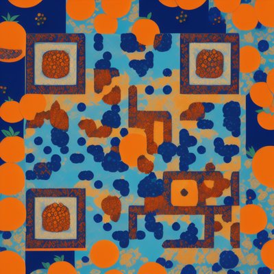 Orange Blueberry Screen Print QR Code for Packaging