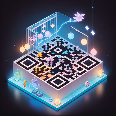 Волшебный приют для питомцев, изометрическая диорама: QR-код для постеров — изображение 1