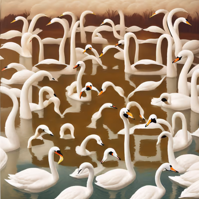 白天鹅群 绘画风二维码艺术 — 图片 1