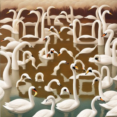 White Swan Flock Painterly QR Code Art