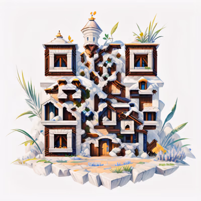 Стилизованный деревянный дом в игровом стиле: QR-код для постеров — изображение 1
