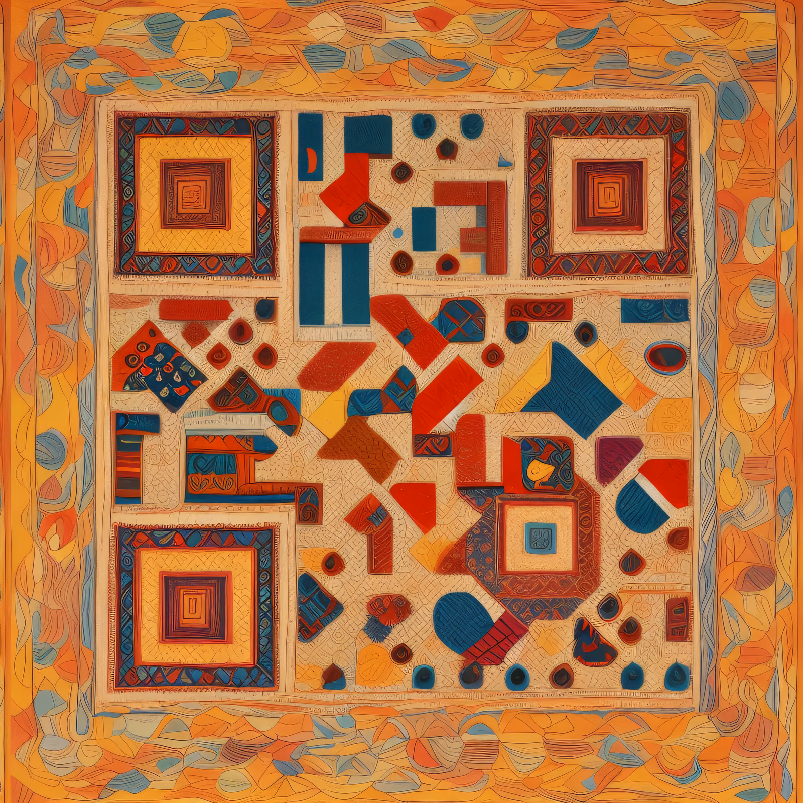 Geometric Rug Pattern Folk QR Code Art — image 1