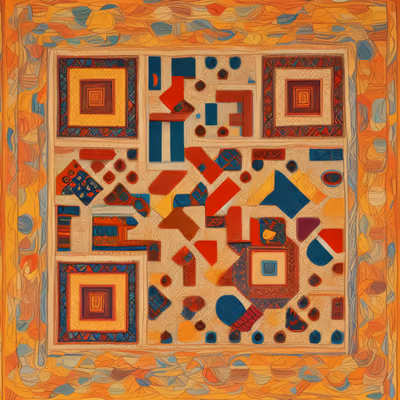 Geometric Rug Pattern Folk QR Code Art — image 1