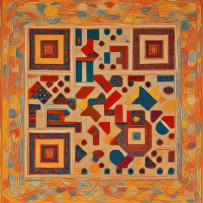 Geometric Rug Pattern Folk QR Code Art