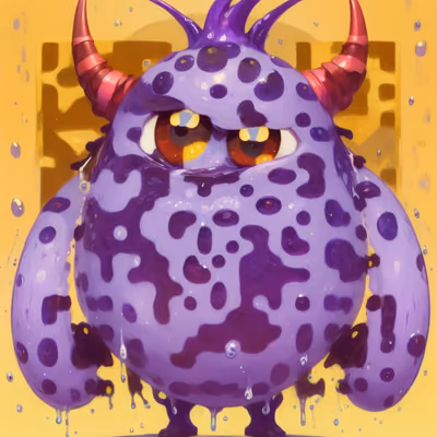 Grumpy Purple Monster Cartoon QR Code for Stickers — image 1