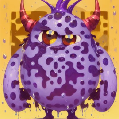 Grumpy Purple Monster Cartoon QR Code for Stickers