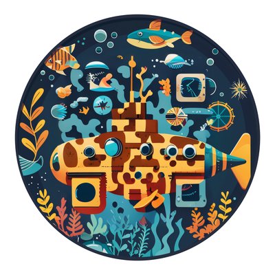 Old School Submarine Vector QR Code for Stickers