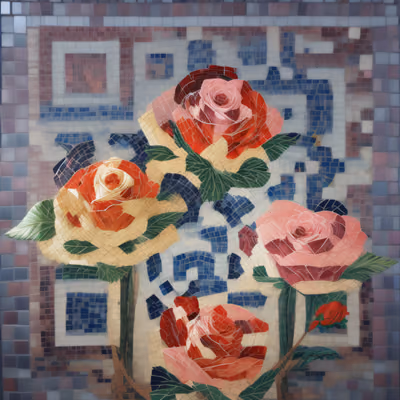Pink Roses Mosaic QR Code Art — image 1
