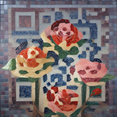 Pink Roses Mosaic QR Code Art