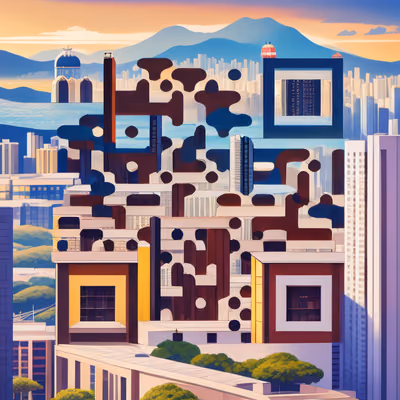 Hong Kong Rooftop Skyline Vector QR Code for Posters — image 1