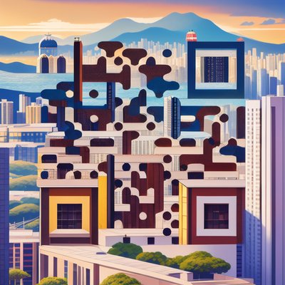 Крыши Гонконга: векторный QR-код для постеров