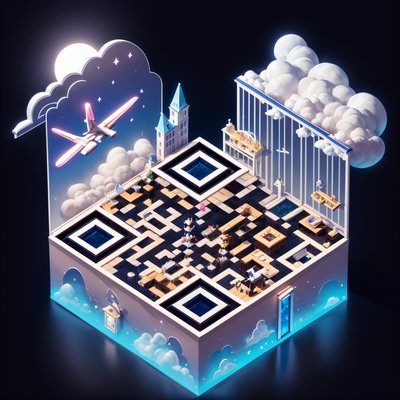 Isometric Cloud Diorama 3D QR Code for Posters