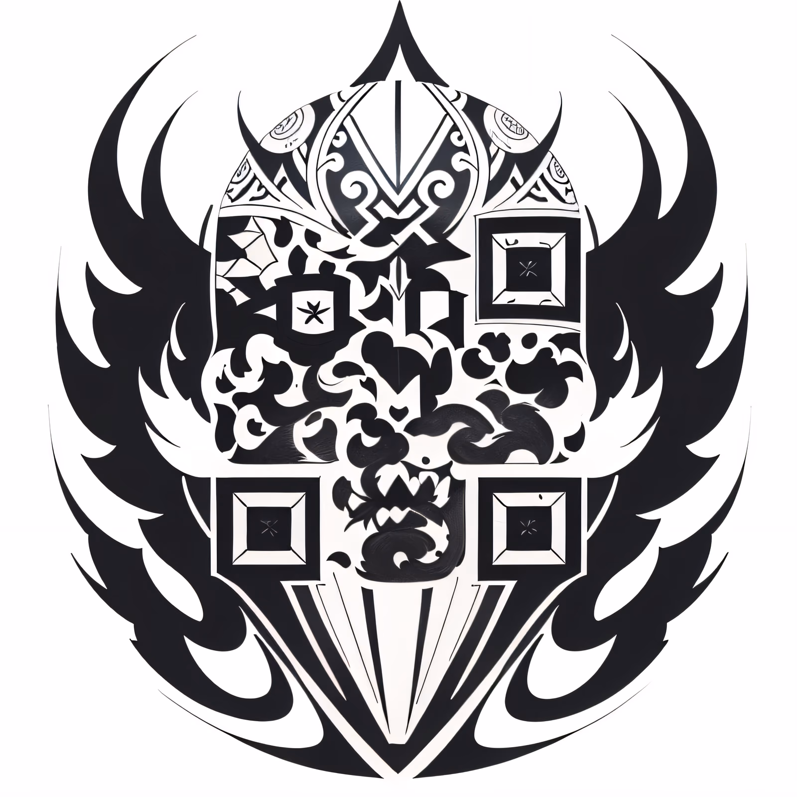 Племенной шлем: QR-код для временных татуировок — изображение 1