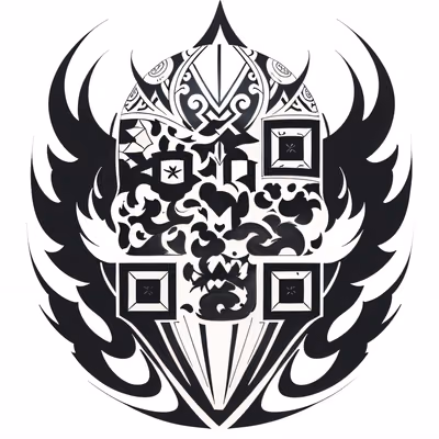 Племенной шлем: QR-код для временных татуировок — изображение 1