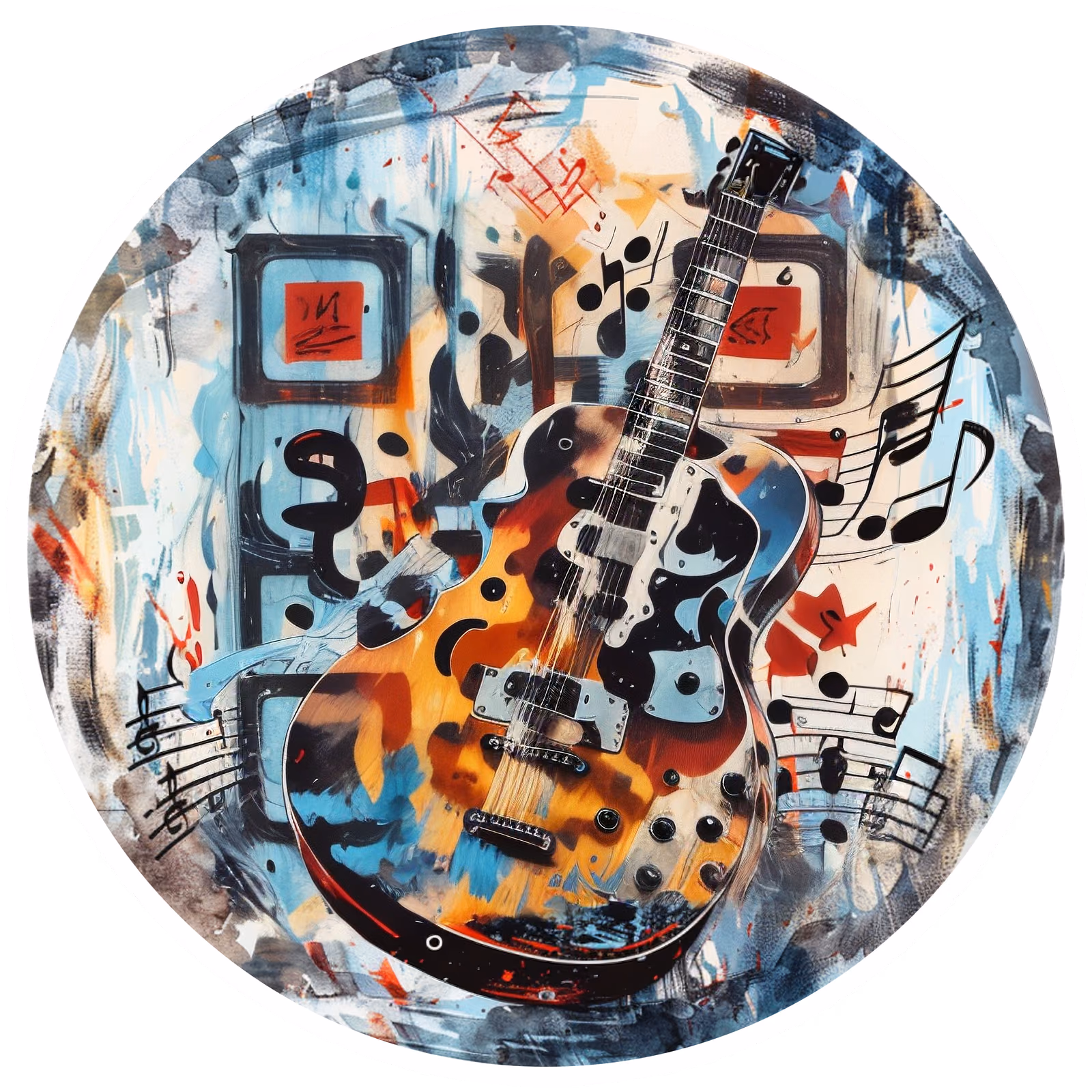 Абстрактная гитара в экспрессионизме: QR-код для наклеек — изображение 1