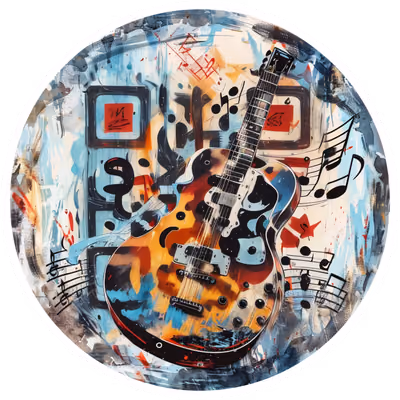 Абстрактная гитара в экспрессионизме: QR-код для наклеек — изображение 1