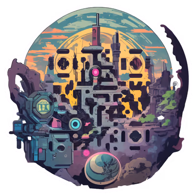 Ruined Sci-Fi City Vector QR Code for Stickers — image 1
