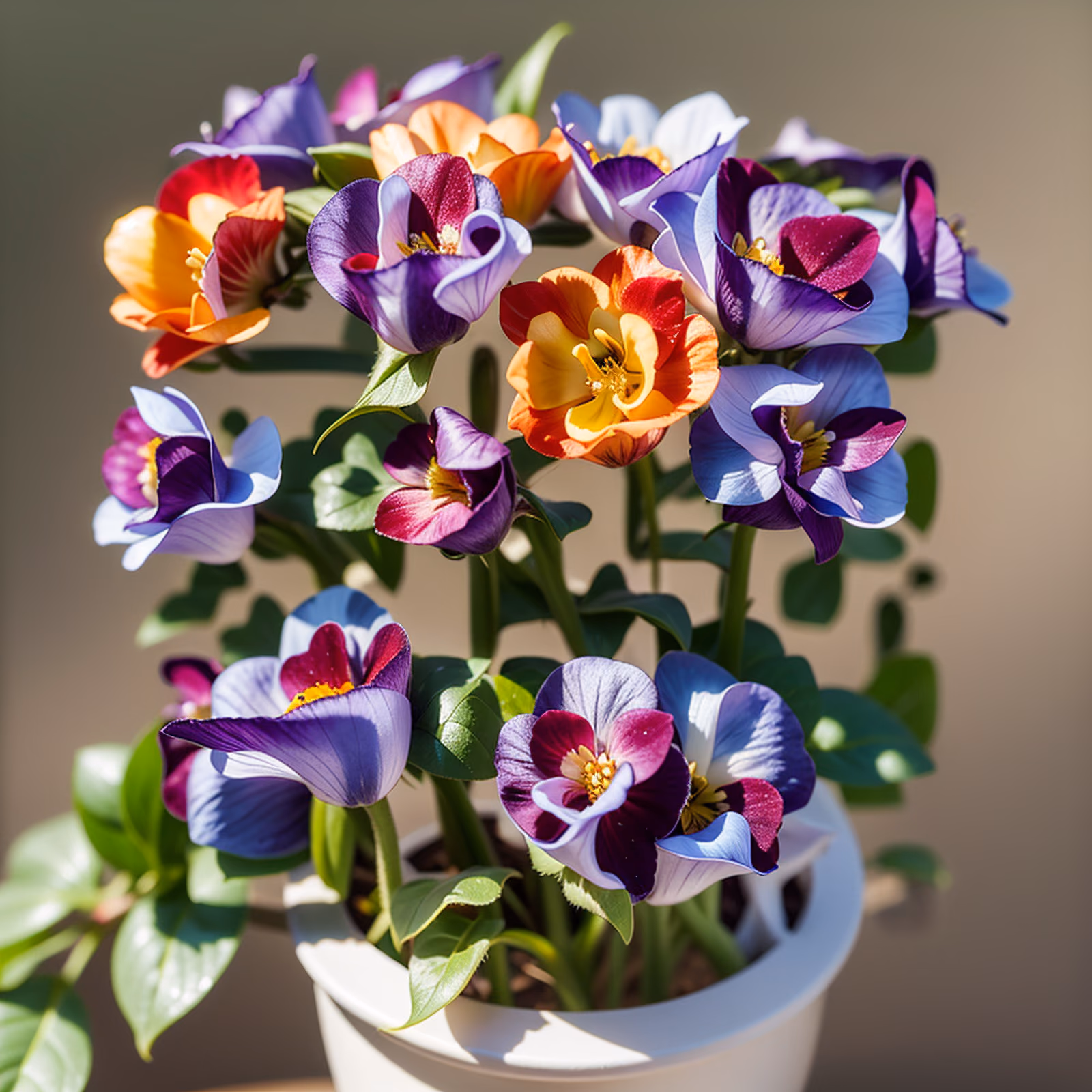 Potted Violet Flowers Macro Photo QR Code Art — image 1