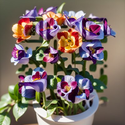 Фиалки в горшке: макрофото в стиле QR-кода