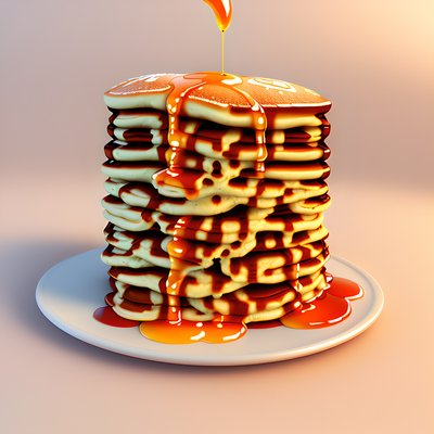 Pancake Stack with Syrup 3D QR Code for Restaurant Menus